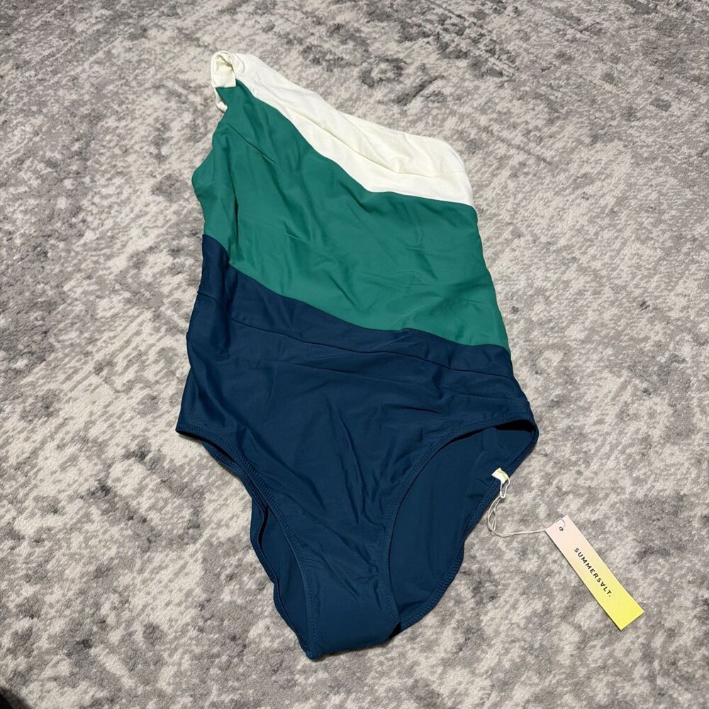 Summersalt Women’s Sidestroke Swimsuit Seaweed Seaglass & White NWT US 8